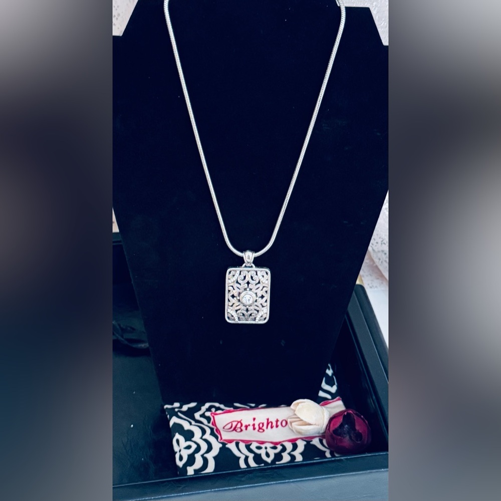Brighton Rectangle Scroll Silver Pendant Necklace - image 1